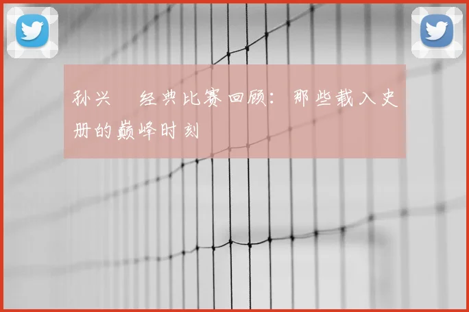 孙兴慜经典比赛回顾:那些载入史册的巅峰时刻